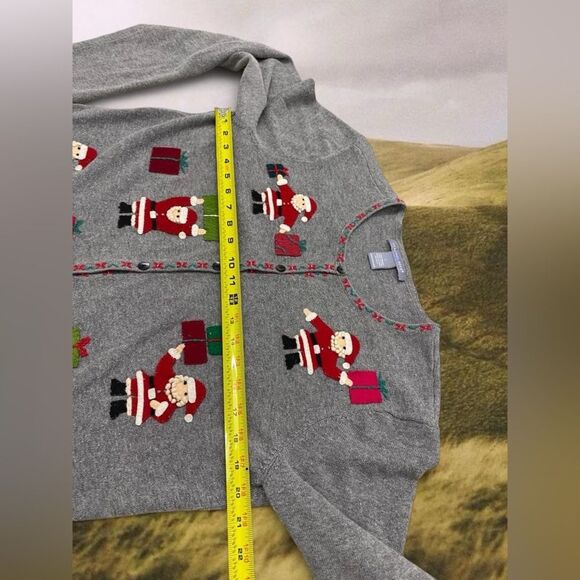 Novelty Christmas Santa Holiday Retro Embroidered Cardigan Jacket - Picture 6 of 10